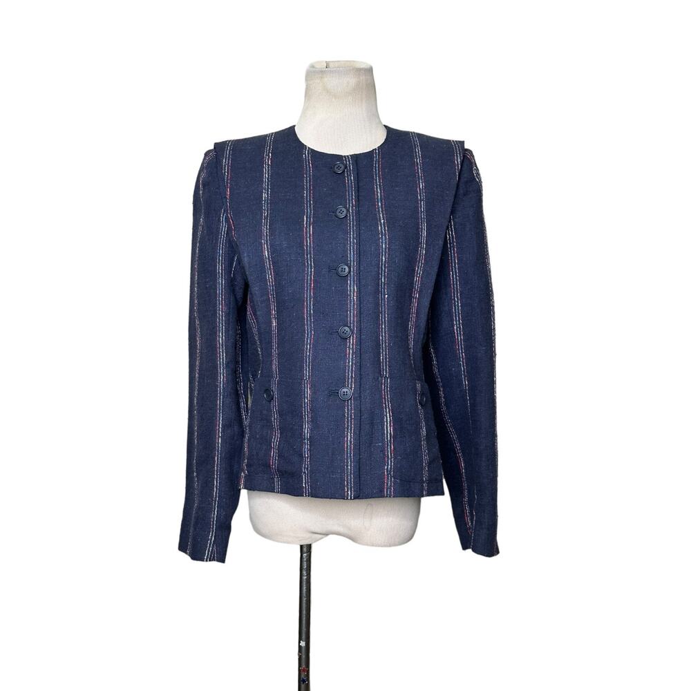 Peabody House vintage blue striped button blazer size 7/8